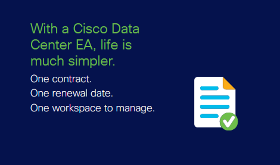 CiscoSoftware's tweet photo. With a Cisco @CiscoDC Enterprise Agreement, life is much simpler. 
One contract. One renewal date. One workspace to manage. 
Learn how you can ease licensing complexity and focus on your business. 
https://t.co/6kSEutiG4v
 #CiscoGateway #CIscoEA https://t.co/9Oly4Qg76S