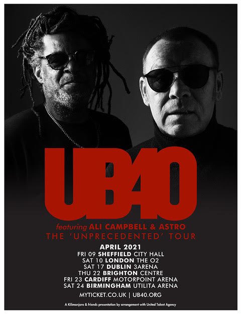UB40's tweet photo. ‘The Unprecedented Tour’ April 2021! We’ll be playing in Sheffield, London,Dublin, Brighton, Cardiff and Birmingham. Tickets on sale NOW

https://t.co/iyQ3MtQTkk

Big Love ❤️💛💚 https://t.co/u5svuA0kKJ