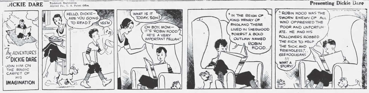 Primera tira de Dickie Dare de Milton Caniff