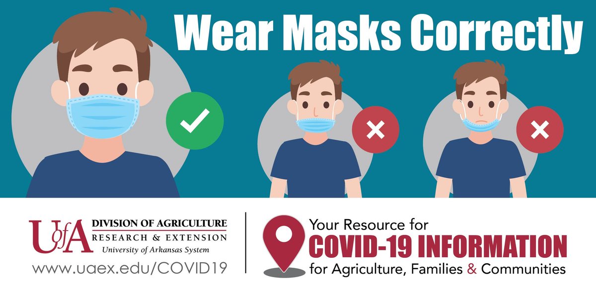 Cover your nose and your mouth to keep the germs in. Visit uaex.edu/covid19. #Arkansas #COVID19 #ProtectYourselfProtectOthers <a href="/AgInArk/">UA System Div of Ag</a>