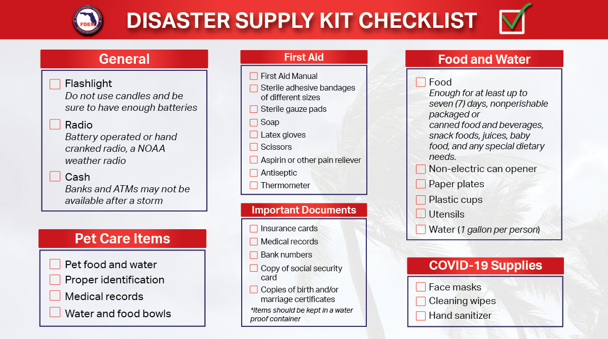 Hurricane #Isaias is expected to bring heavy rains to South and East-Central Florida starting tonight. This may cause isolated flash and urban flooding, especially in low-lying areas. Floridians should have a plan and a disaster supply kit with at least 7 days of supplies.