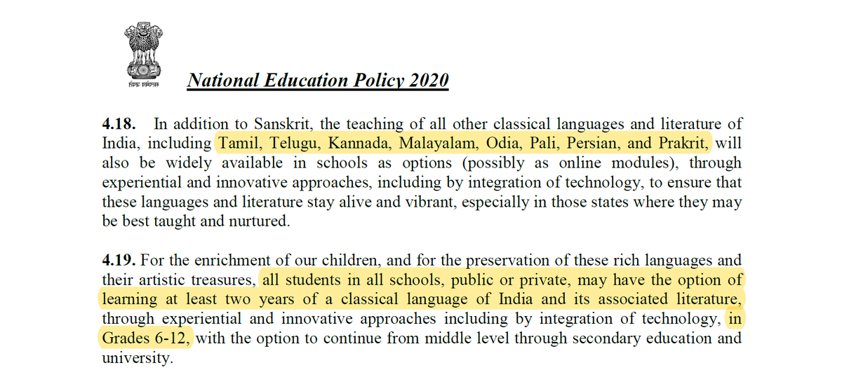 How true is that  #NEP2020 imposes Hindi?That's a JOKE Nothing like that anywhere in NEP....the word Hindi only appears once in document & doesn't have any relevance.But there is a thrust on regional languages ...especially classic languages 