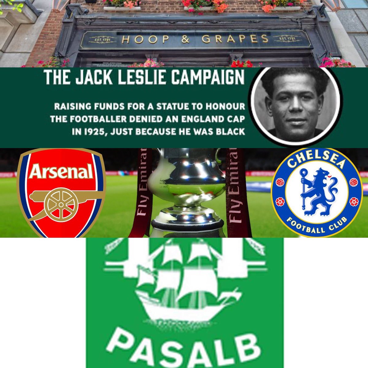 The Hoop and Grapes  @Hoopandgrapes and Mike the Landlord supports the campaign! Join us there tomorrow to watch the FA cup final!  https://jackleslie.co.uk/news/fa-cup-fundraiser/