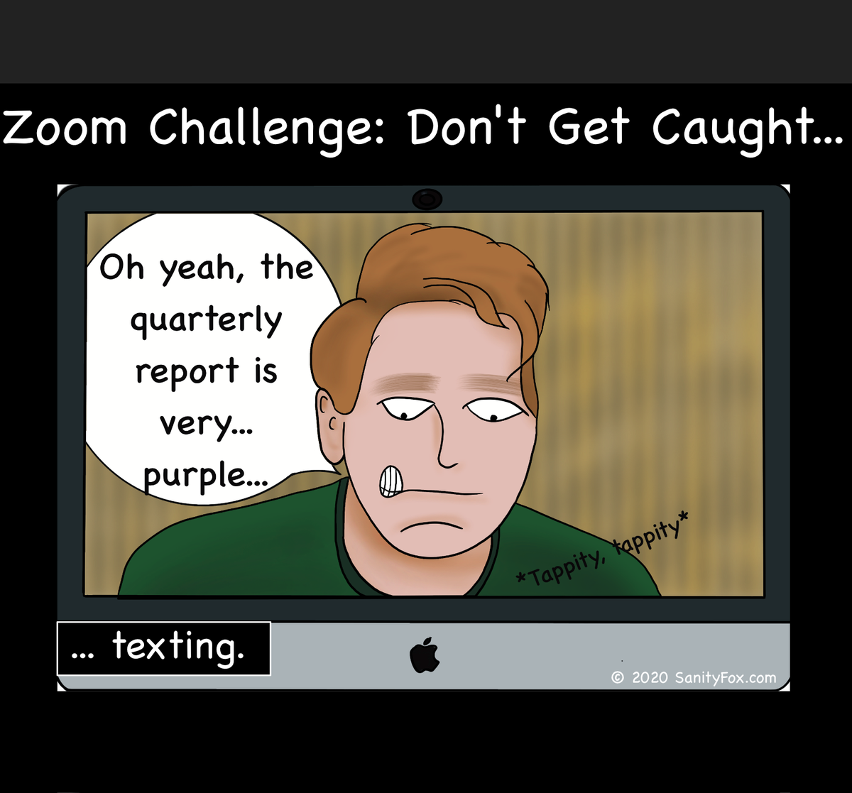 SanityFox's tweet photo. New #comic Friday. A new #webcomic has dropped and we take a peak at a potential #newcraze, the #zoomchallenge. Check out the full comic at: https://t.co/jZw8JtZUe1
#cartoon #NSFW #don'tdothisathome #SanityFox https://t.co/P6biHg5eaw