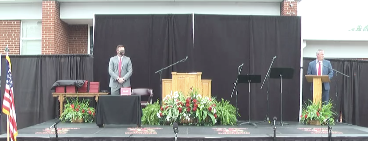 SurryCoSchools's tweet photo. Presentation of Diplomas by Principal, Jared Jones and Assistant Principals, Carrie Linville and Danny Lyons. #classof2020 #SCSstrong https://t.co/UhYYe14pYK