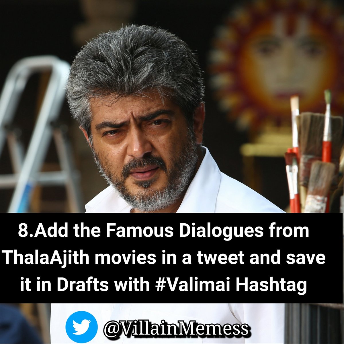 Avoid posting the videos.Instead of that use GIFs Don't u know how to schedule tweets ?Click the below link  https://twitter.com/Villainmemess/status/1287071309067718656?s=20 #Valimai #ThalaAjith.