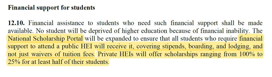  #NEP2020 says "Access to high-quality education shall be the right of every individual" & promises "No student will be deprived of higher education because of financial inability"National Scholarship will be expanded to provide the full expense & not just merely tuition fees