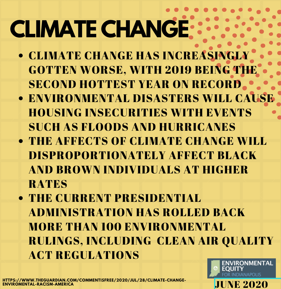 EJInIndy's tweet photo. How are environmental racism and climate change-related? How do they both affect BIPOC Americans? Read below to learn more! #EnvironmentalJustice https://t.co/6cT2aAz7mH