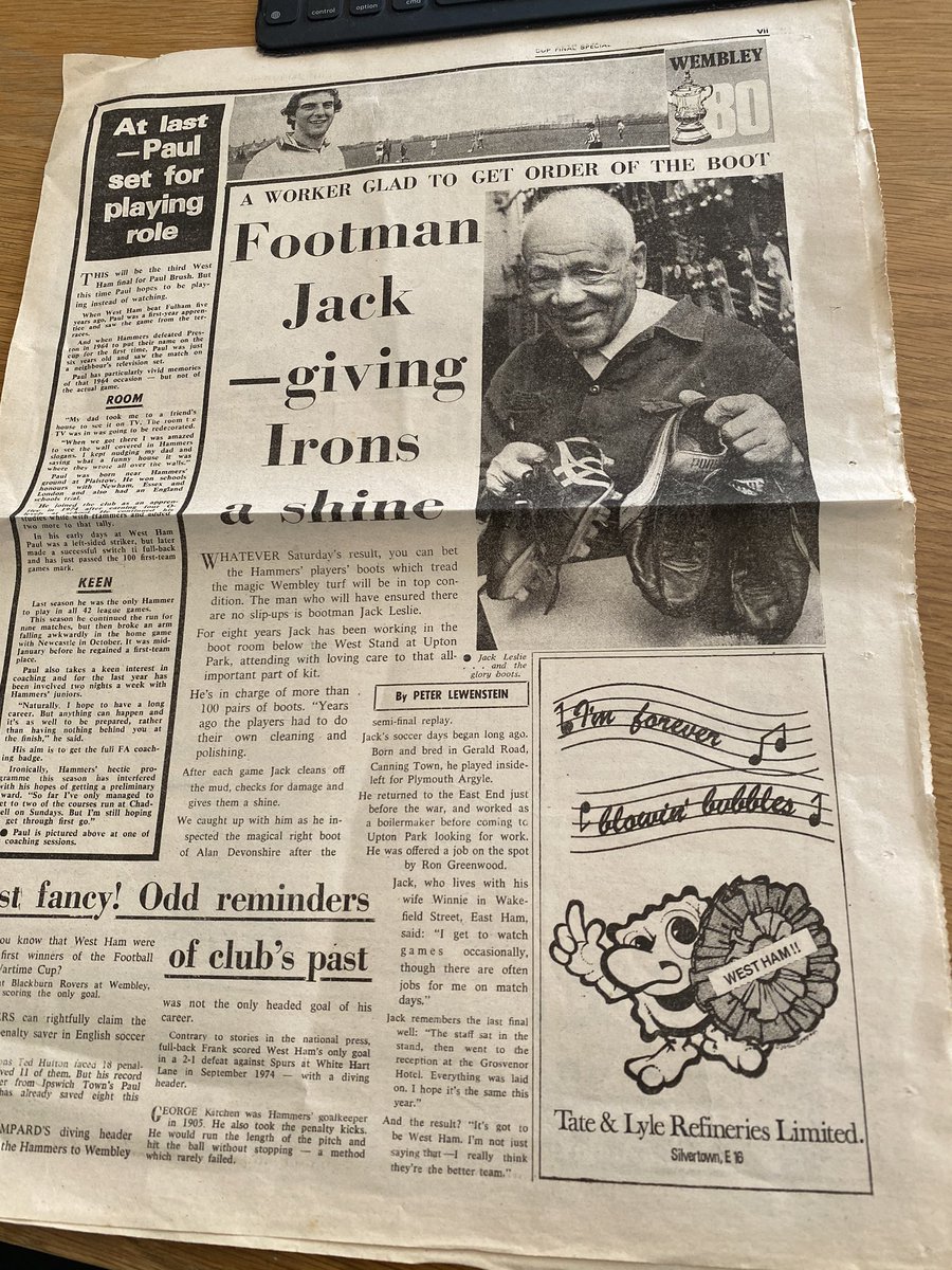 West Ham fan  @cwells25br supports our campaign! And he has sent us a newspaper cup final special supplement, that features our Jack! Thanks Colin! 