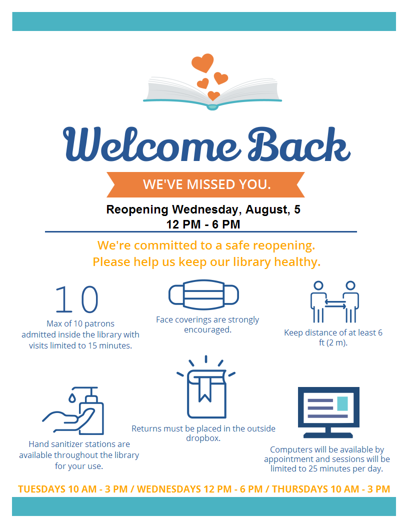 DPL1966's tweet photo. Our reopening date is set for August, 5th.
Library services will look a little different when we reopen, so please visit our website for all of the details: https://t.co/mM3Y0dn3sv

We look forward to welcoming you back to DPL soon! https://t.co/OT3ASmkQhO https://t.co/N4OFMpMLNK