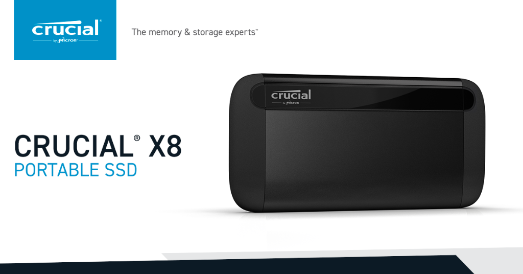 The Crucial X8 runs up to 1.8x faster than other portable SSDs and up to 7.5x faster than portable HDDs.1 Store with confidence on the Crucial X8.

crucial.gg/X8
