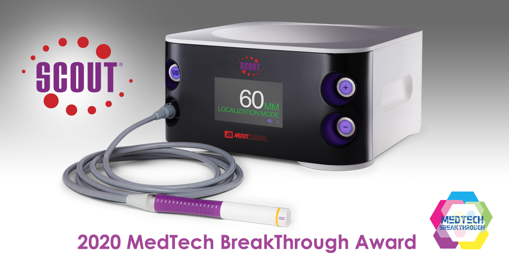 MeritMedical's tweet photo. We're proud our products help to provide better #breastcancer care. See why the SCOUT® Radar Localization System was recognized as a 2020 MedTech Breakthrough Award winner for “Best Clinical Efficiency Solution." Read the press release: https://t.co/lyA1DNk8V9 @MedTech_Awards https://t.co/zeYf6Ynrts