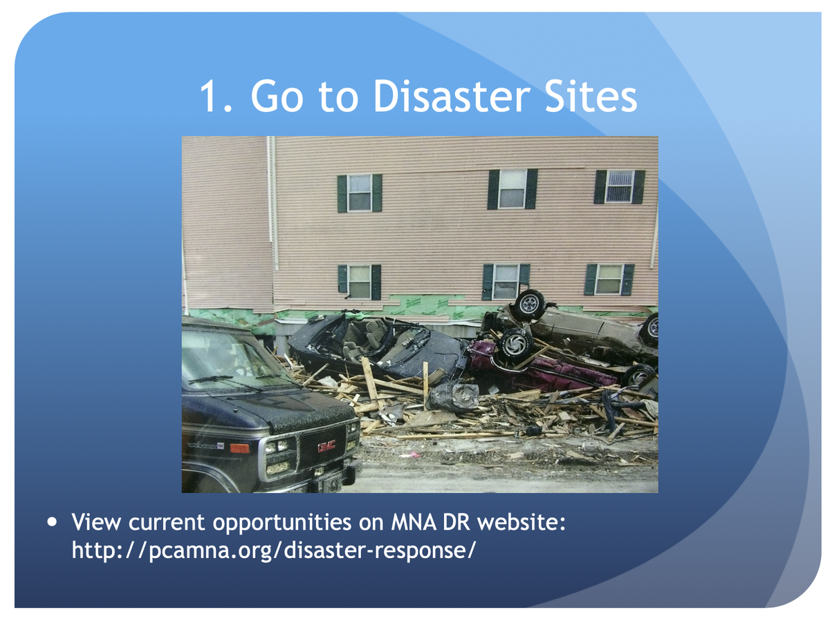 mnadrtag's tweet photo. Ways you can help with Disaster Response. #1 - Go to sites to serve. https://t.co/nBAS8MuEn7
