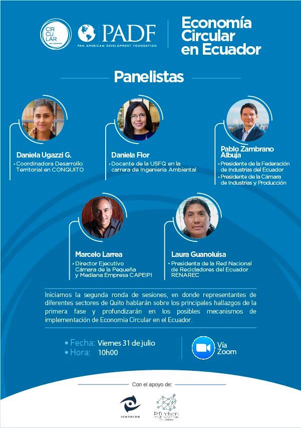 CircularEC's tweet photo. Hoy cerramos la 2da fase de Foros de #EconomíaCircular  con un panel de gran nivel de Quito.

Ingresa a:https://t.co/S6UOKy5FpP o sigue en vivo el evento en https://t.co/RjpJOMJg2m https://t.co/dXxzlE8Izh