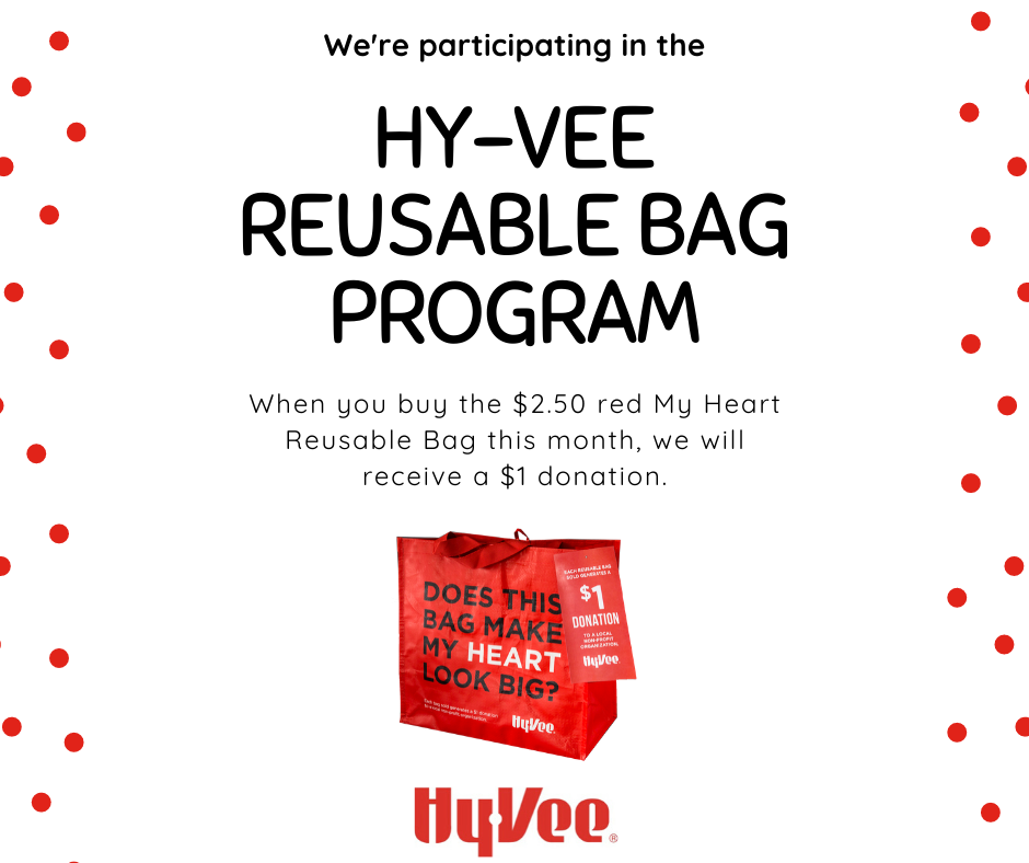 For the month of August, JDRF - Greater Iowa will receive a $1 donation from each purchase of the $2.50 reusable red "My Heart" Bag at the Hy-Vee store located at Hy-Vee 4605 Fleur Drive, Des Moines IA.