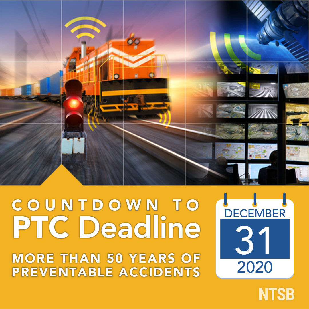 154: the number of days until the  #PTCdeadline for implementation AND the number of accidents we’ve investigated where PTC could’ve made a difference. In a NEW  #NTSB  #blogpost, Member Homendy talks about the long journey to PTC implementation.  #NTSBmwl  https://safetycompass.wordpress.com/2020/07/31/arriving-soon-fully-implemented-positive-train-control/