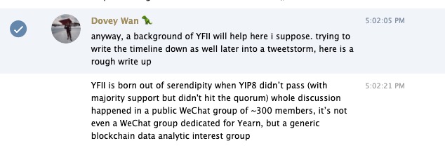 Posting what I shared in the YFI TG group re- how YFII coming together part 1