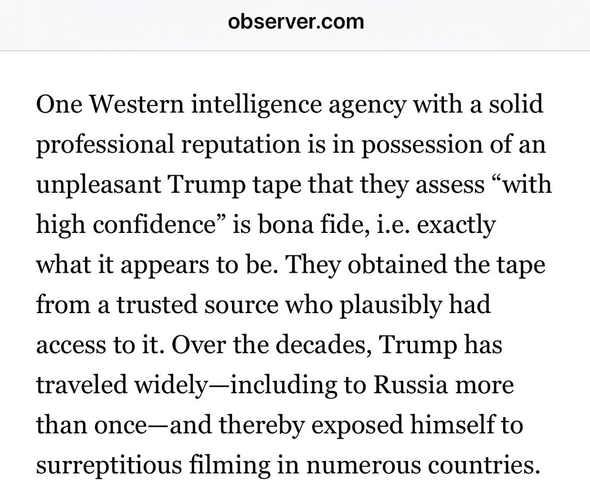 8.  @20committee reported in 2017 that while the “pee tape” was disinformation, a NATO ally has a tape of Trump abusing a young girl, something I too have been reporting over the years, which they believe with high confidence to be real.