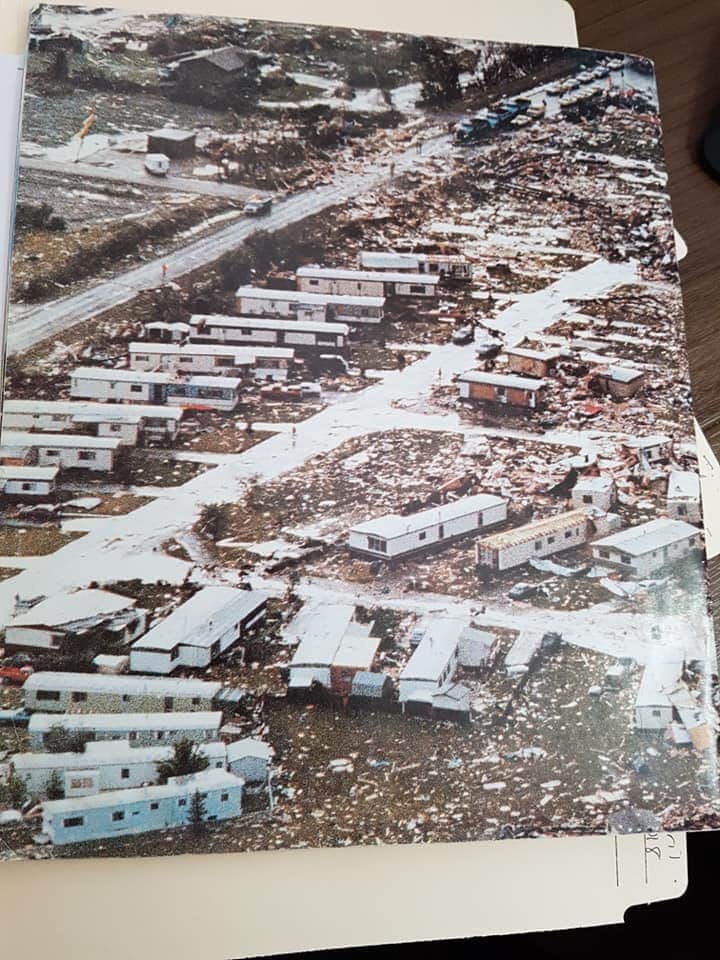 July 31, 1987 - we lived in Evergreen Trailer Park. My Dad was at work while my mother and I were at home, in our trailer. My Mom talks about how humid it was the days leading up to the tornado. I had an opportunity to talk to her about it a few weeks ago. 1/x