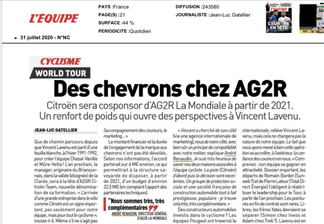 L’annonce de l’été ? Nous sommes fiers d’afficher nos couleurs aux-côtés de celles de Citroën, belle et grande marque F, fiers de ce partenariat qui permet à l’équipe de V. Lavenu d’écrire un nouveau chapitre de son histoire ! Bravo à tous ceux qui ont oeuvré