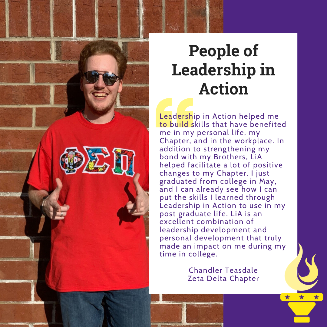 phisigmapi's tweet photo. Chandler Teasdale of the Zeta Delta Chapter at George Mason University is this week's feature for "People of Leadership in Action." #pspleadership
Become a Leadership in Action Facilitator today at https://t.co/2IEq1xLNnX https://t.co/9tvR1JRLIF