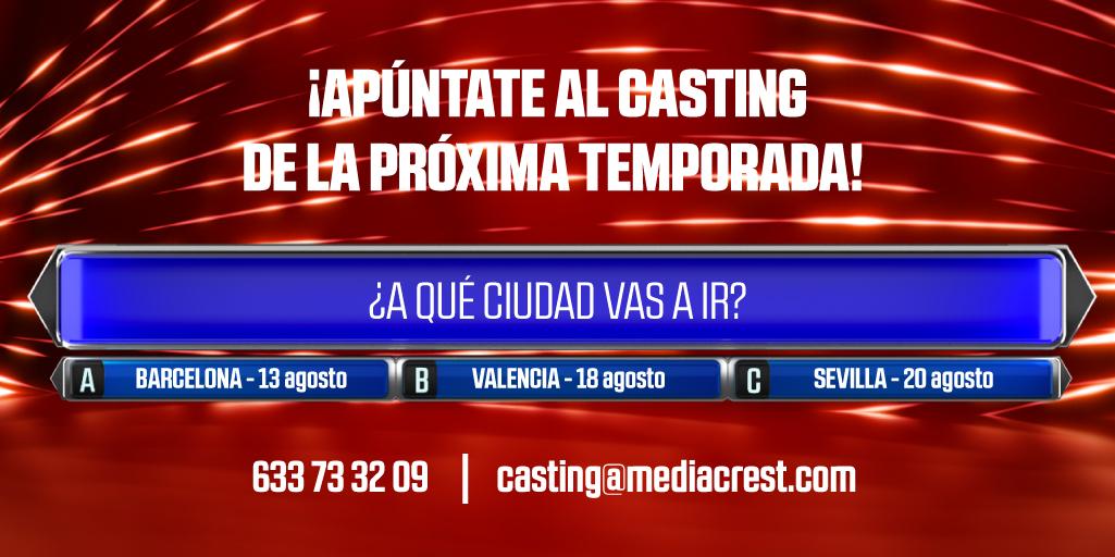 ¡ATENCIÓN! ¿Quieres ser uno de los concursantes de nuestra próxima temporada? Llámanos y participa en nuestros castings presenciales. 

Seguiremos todas las precauciones y medidas de control recomendadas por las autoridades sanitarias. ¡Llama o escríbenos previamente! 🍀🍀🍀
