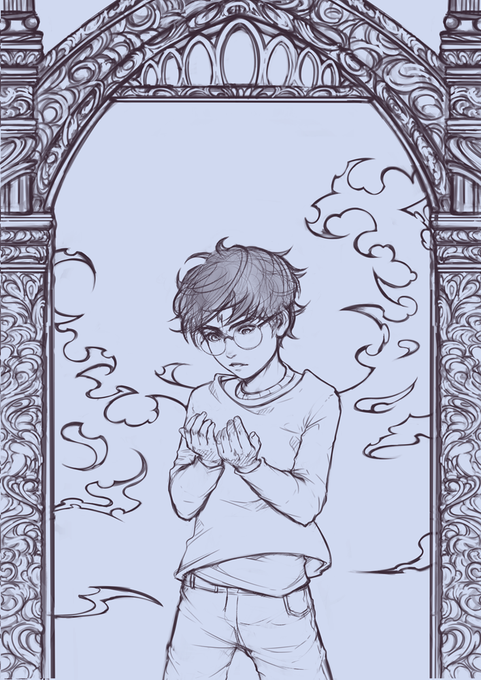 sketch vs finish of this older piece⚡️
Happy birthday #HarryPotter 

#HappyBirthdayHarryPotter 
#HarryPotterDay 