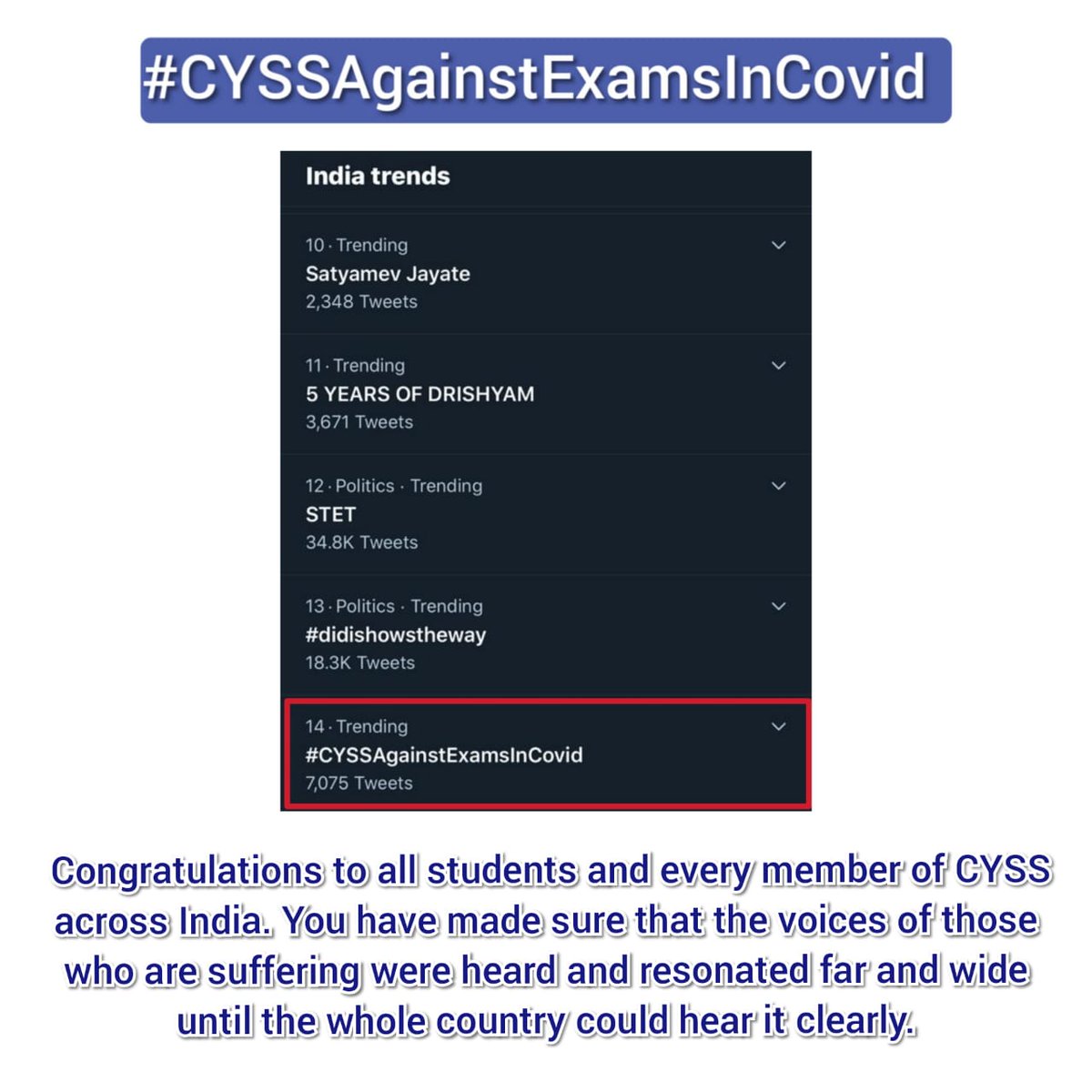 officialcysspb's tweet photo. #CYSSAgainstExamsInCovid https://t.co/FYWpRepBEX