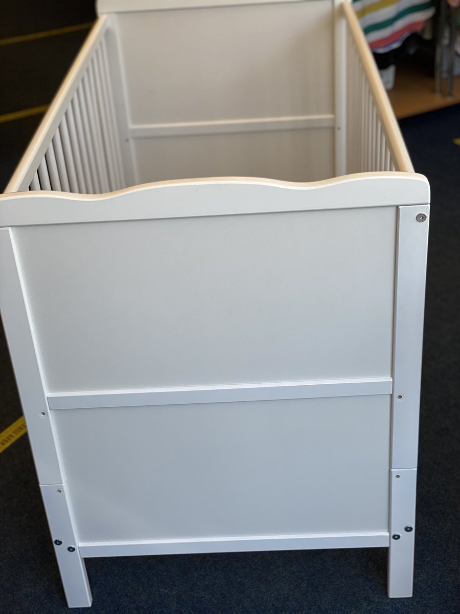 AnchorCharity's tweet photo. We have this lovely like new white coloured cot at the @AnchorCharity shop in shirley, Solihull #charityshop #babyfurniture #newbaby https://t.co/SegWKGT5mN