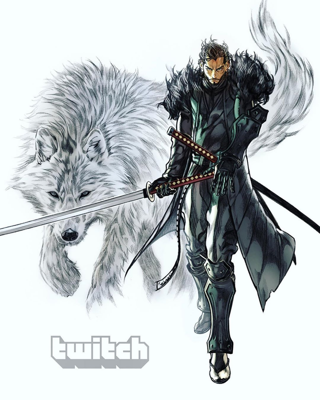 Jon Snow as a samurai, illustrated by LDAWB Nomura Jr. (Via Reddit: reddit.com/r/gameofthrone…)