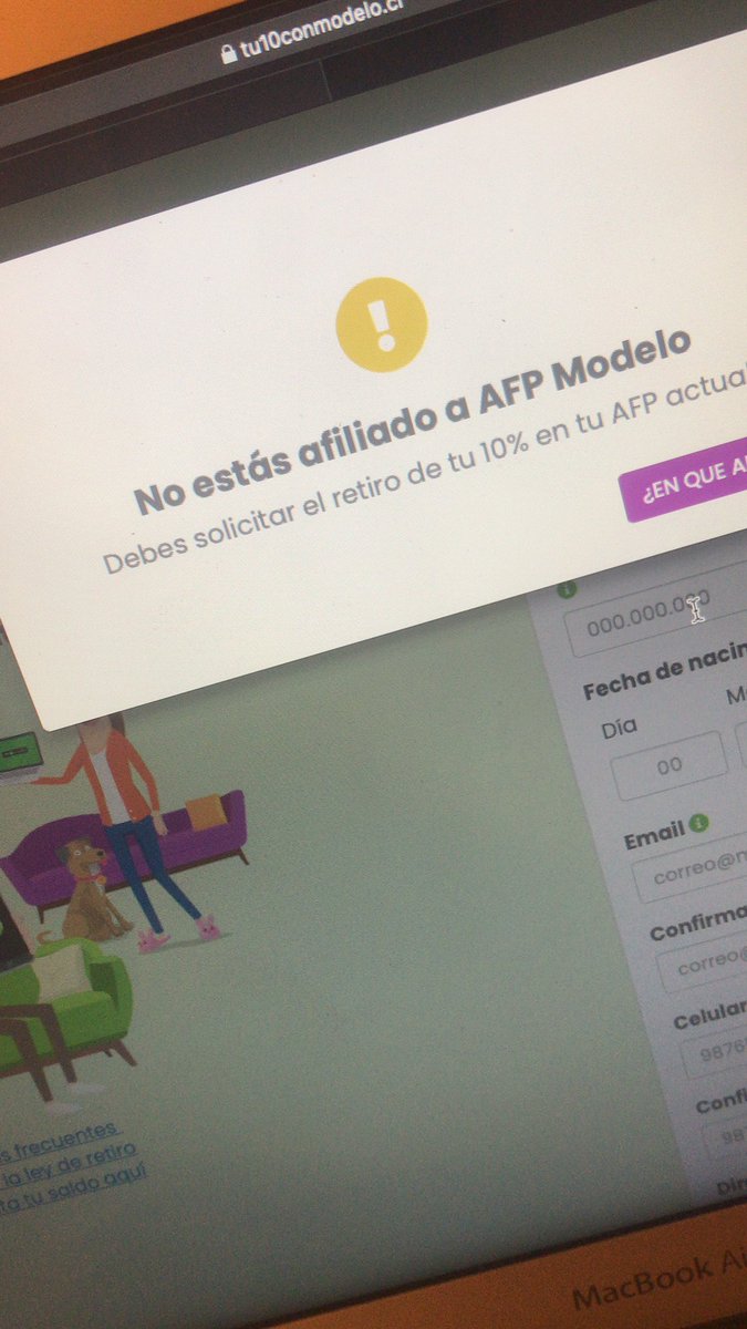 elixantos's tweet photo. @AFPModelocl @Superpensiones Hola buenas tardes por que cuando intento ingresar mi rut me dice que no estoy afiliado y no me deja avanzar en el formulario ?cundo tengo 4 años pagando esta wea https://t.co/R8zhZvEnQQ