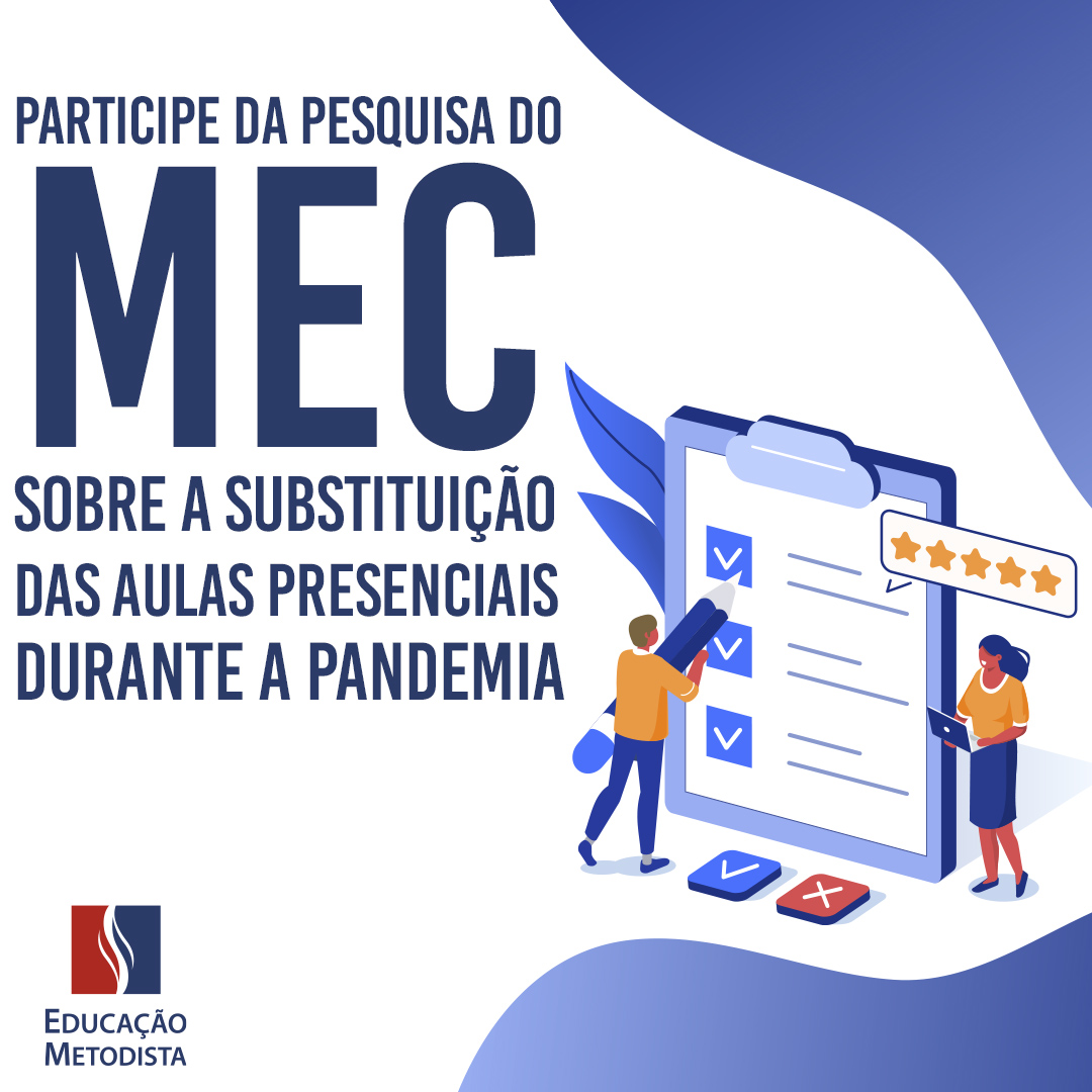 O MEC está realizando uma pesquisa para propor ações e melhorias no Ensino Remoto e contamos com a participação de todos para compartilhar as experiências do primeiro semestre com aulas on-line. Pesquisa disponível até 31/07, participe! bit.ly/2OPgCu7