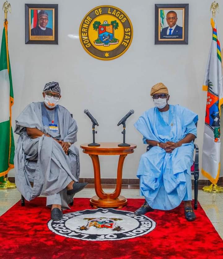 DonaldOjogo's tweet photo. Gov Akeredolu during a courtesy call on the Lagos State  Governor, Babajide Sanwo-Olu earlier today https://t.co/lwEA9X15Bs