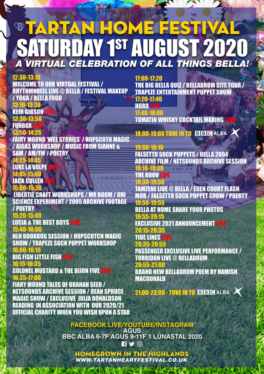 Looking forward to live sessions tomorrow at the <a href="/BelladrumFest/">Belladrum Tartan Heart Festival</a> Belladrum Tartan Home festival from... <a href="/KeirGibsonMusic/">Keir Gibson</a> , <a href="/LukeLaVolpe/">Luke La Volpe</a> , <a href="/jackcullenmusic/">Jack Cullen</a> , <a href="/LuciaBestBoys/">Lucia & The Best Boys</a> , @colonel5mustard , <a href="/horomusic/">Hò-rò</a> , <a href="/The_Roov/">The Roov</a> and @wearetides