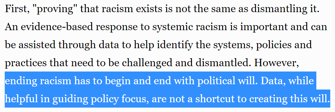 Structural racism can be combated only if there is political will, not more data. Ending racism has to begin and end with political will. Data, while helpful in guiding policy focus, are not a shortcut to creating this will. https://www.aljazeera.com/indepth/opinion/data-collection-solution-europe-racism-problem-200728131435298.html  @InterwebzNani 1/