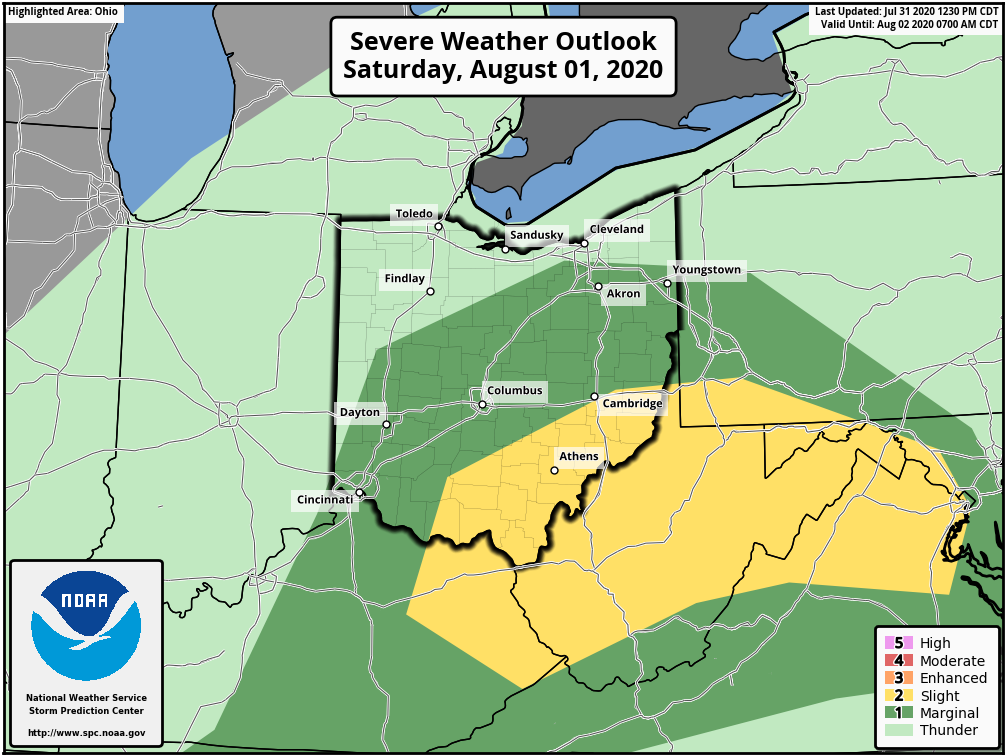 A slight risk of severe weather has been issued by the SPC for tomorrow across central and southern OH. The main threats with this will be Damaging straight line winds, and a few tornadoes...storms initiate in the late morning in N KY, and spread NE through the day (1/10)  #ohwx