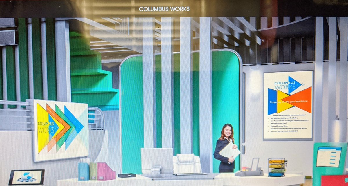 Columbus_Works's tweet photo. Thanks to everyone who stopped by to chat at the Virtual Social Services Fair! We look forward to working with you and celebrating your successes! Thanks @OMJCFC and @columbuslibrary for hosting us. #VSSF #ColumbusWorksWorks https://t.co/bOazOQpss1