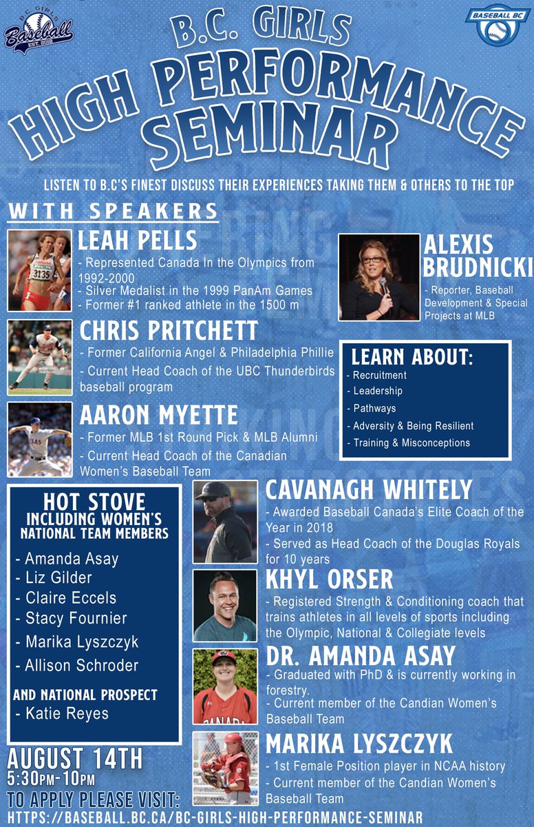 baseballexis's tweet image. There are multiple great online sessions about women in baseball in the coming days and weeks, and I couldn’t be more excited to be a part of @Baseball_BC’s efforts to grow the game out west and play host to this amazing lineup! Don’t miss it! baseball.bc.ca/bc-girls-high-…