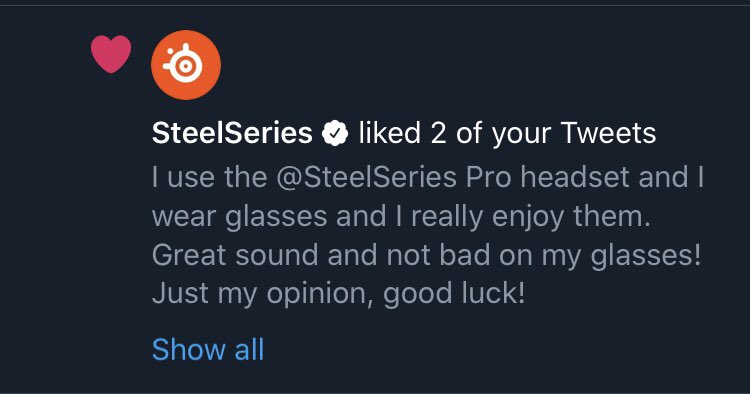 Space_TYM's tweet photo. When one of your dream sponsors like 2 of your tweets!! 🤯😬
Thank you @SteelSeries for showing some love!! We are huge supporters of all of your products and always trying to help other find your brand! #gaming #GamingSetup #gaminglife https://t.co/8bjRcDeepm