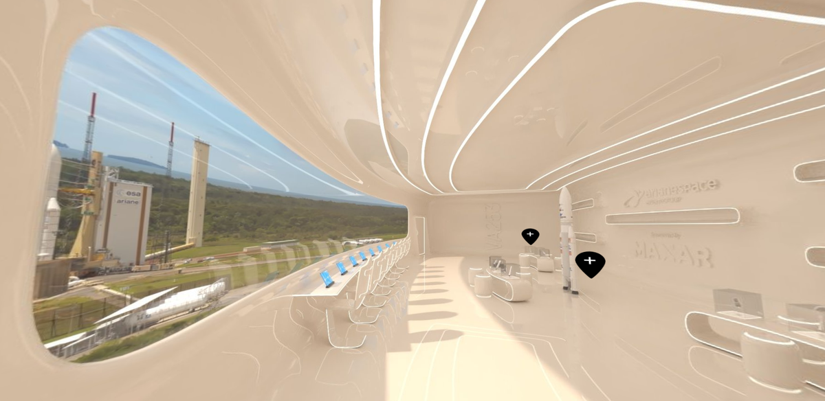 Arianespace's tweet photo. Our 1st virtual launch event will soon become a reality thanks to event sponsor @Maxar! #VA253 – Launch XP: 500 guests, VIPs and employees will experience briefings from @ArianespaceCEO, @Intelsat, @maxar &amp; @northropgrumman executives, virtual tours and more! #VA253 https://t.co/ufw8Z0fvhe