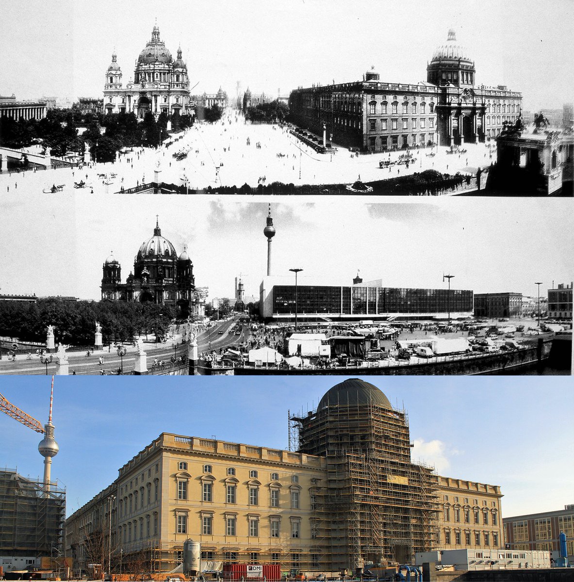 En el centro de Berlín hay un palacio real prusiano. Pero no estuvo siempre ahí: en la posguerra había sido demolido y reemplazado por el Palast der Republik, emblema de la RDA. Paradojas de la historia, luego sería el palacio socialista el demolido, para volver a Prusia. Veamos.