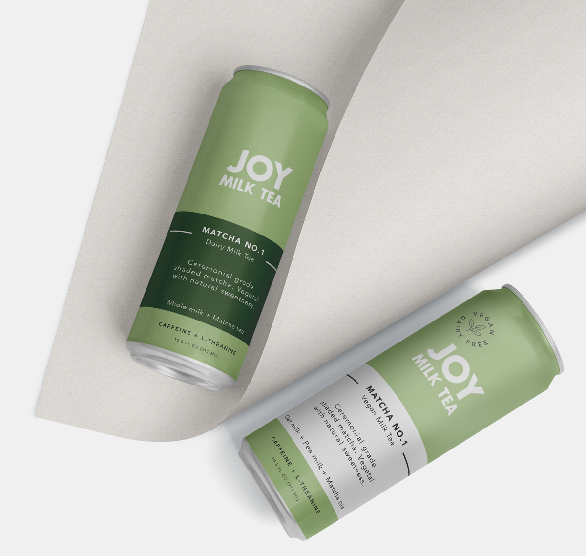 3. The primary color represents the flavor. While the secondary color (Band) represent the variety Dairy(saturated) vs Non Dairy(white). Together, the 2 colors and their position on the can create a design system that is easily recognizable. See below for Matcha Variation.