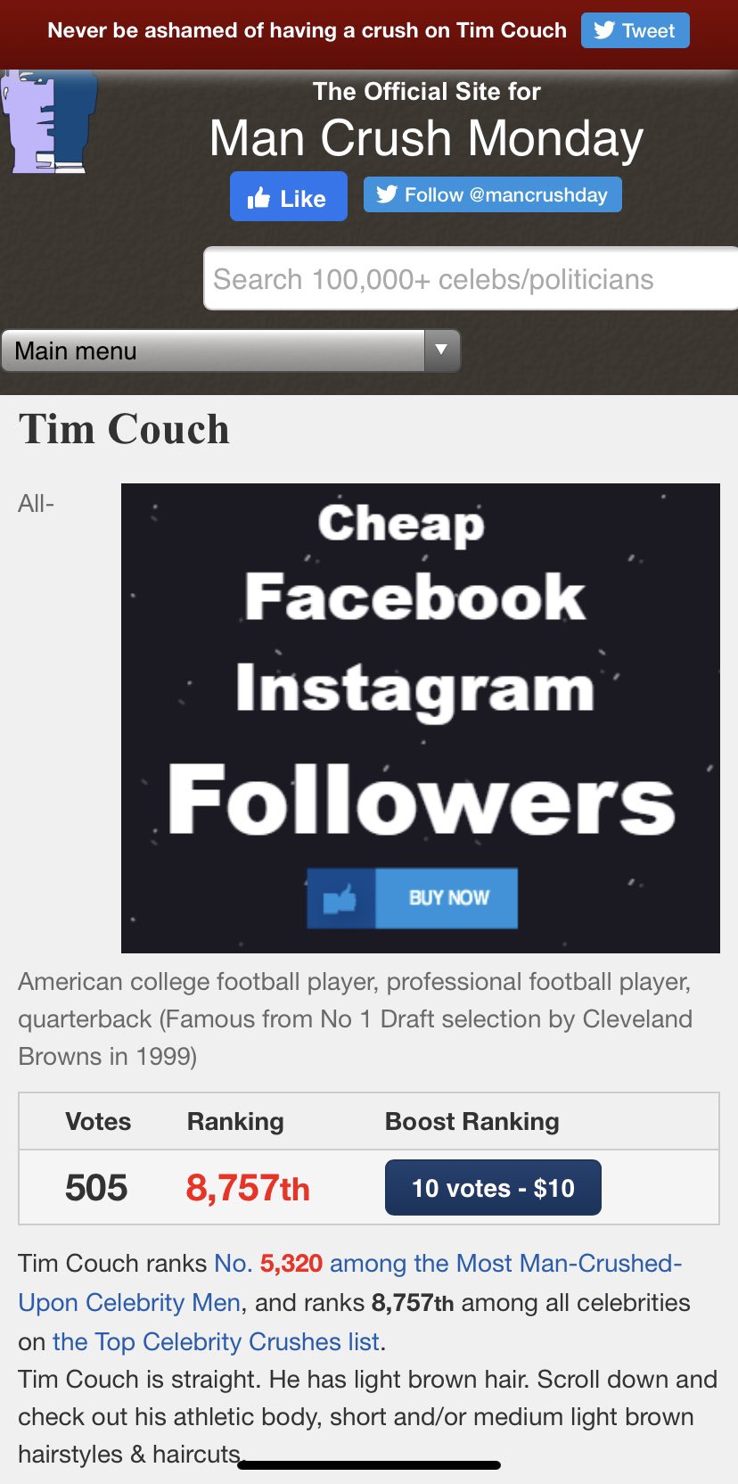    Happy Bday to the sexiest man alive! Tim Couch 