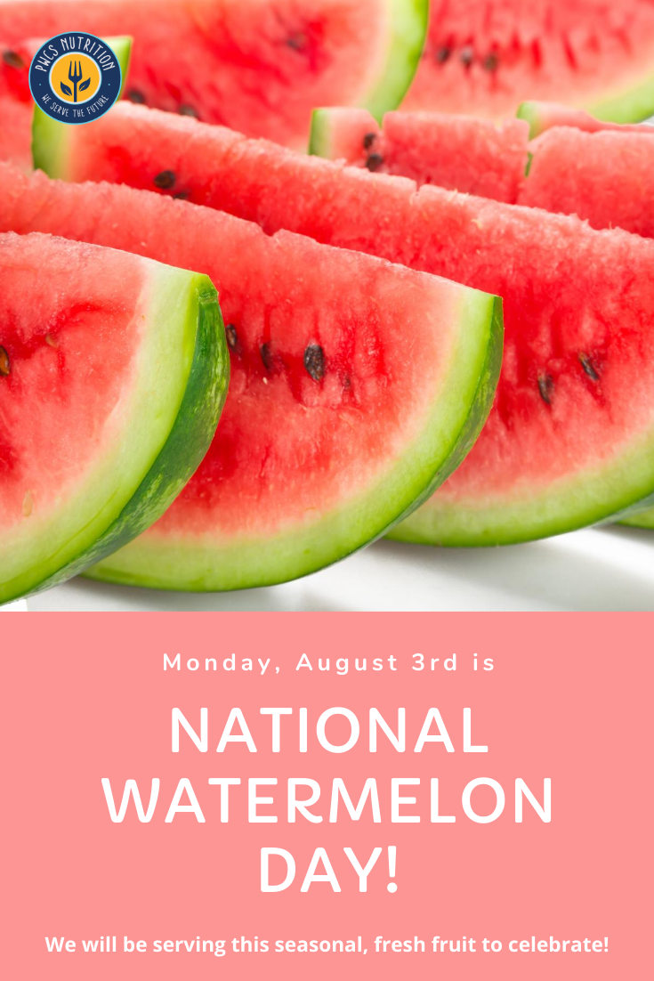 PWCSNutrition's tweet photo. This Monday is National Watermelon Day! Come enjoy this seasonal treat at any of our 22 locations! Text 877-877 to find a site near you. Meals are FREE for anyone 18 years and younger. https://t.co/QyEglay4Kv