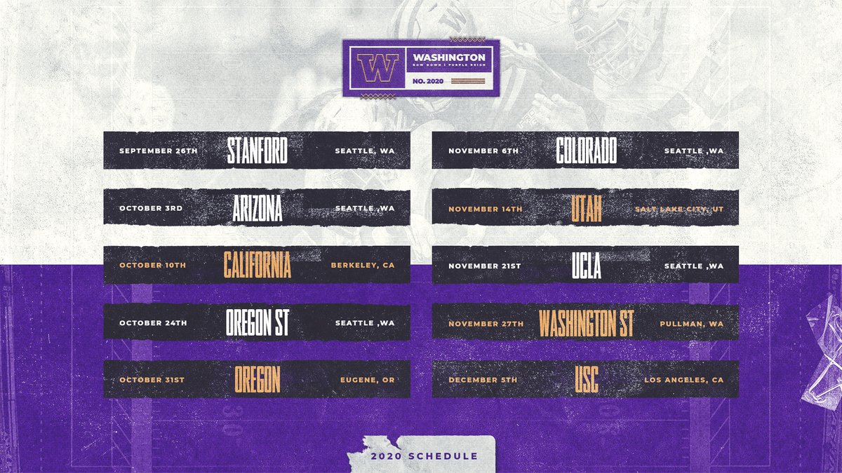 The new Washington football schedule. 

» gohski.es/FBSchedule

#PurpleReign x #BowDown