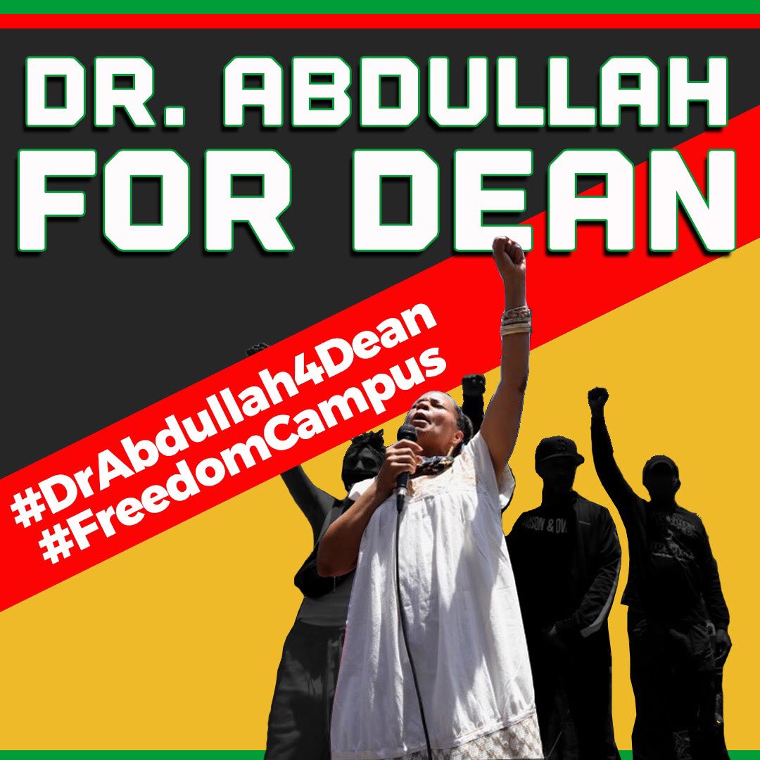 We will keep on fighting! Despite #PresidentCovino’s refusal to meet with community and direct opposition to community wishes, we are still fighting for #DrAbdullah4Dean because we know that @DocMellyMel is the best person for the job! #FreedomCampus