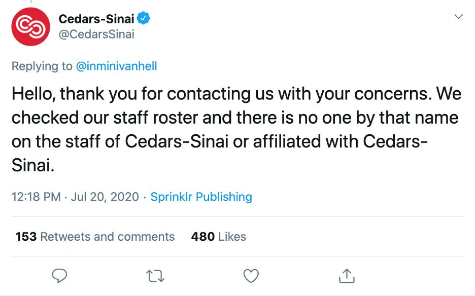 Dr. Simone Gold, an emergency & general practice doctor, described AFD as representing “hundreds & thousands of doctors.”In another video, she described her take on “flattening the curve” in front of LA's Cedars-Sinai hospital, where she does not work.  https://www.snopes.com/news/2020/07/30/americas-frontline-doctors/?utm_source=thread&utm_medium=social&utm_campaign=fl-thread