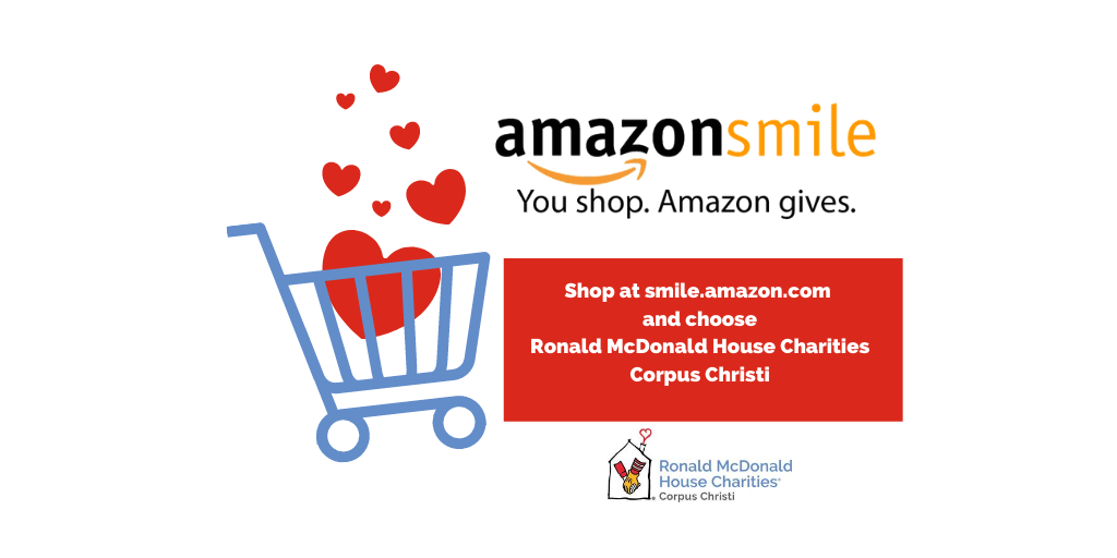 RMHCSTX's tweet photo. Use AmazonSmile and choose Ronald McDonald House Charities of Corpus Christi as your charity to start generating automatic donations that come straight to us when you make purchases on Amazon. It’s easy! #KeepingFamiliesClose #AmazonSmile https://t.co/KyJtcSb1Fa