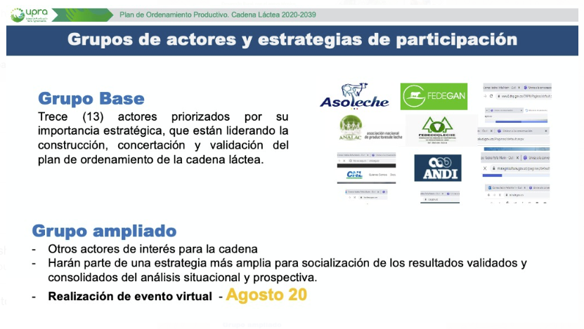 UPRAColombia's tweet photo. #AEstaHora @MinAgricultura, #UPRA y los actores de la cadena láctea en reunión virtual revisan los resultados preliminares del análisis prospectivo del plan de ordenamiento productivo con una visión a 20 años @Analac_COL @invimacolombia @ANDI_Colombia @asoleche https://t.co/EuWoRBBZ31