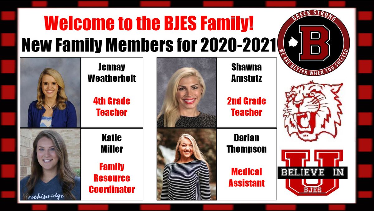 BJES_Wildcats's tweet photo. New BJES Family Members for 2020-2021! https://t.co/Bo7BOvQ3fk